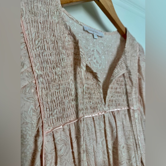 Olivaceous Anthropologie Boho Long Sleeve Pink Paisley Mini Dress Size Small - Picture 5 of 7